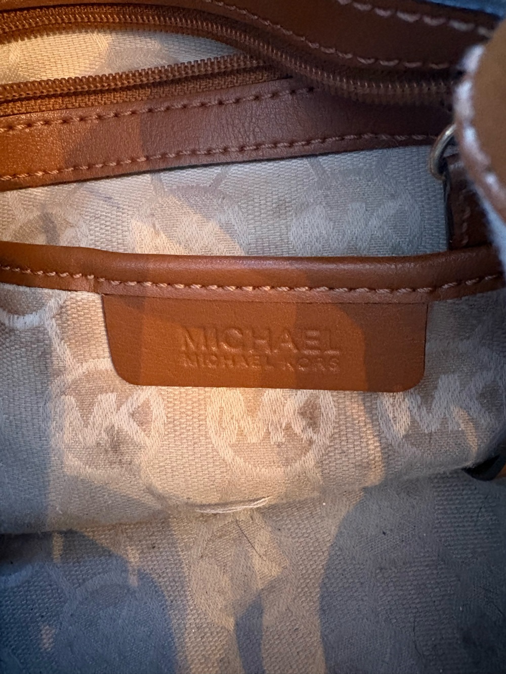 Michael Kors Marina Denim Tote with Tan Leather Trim - Picture 4 of 5
